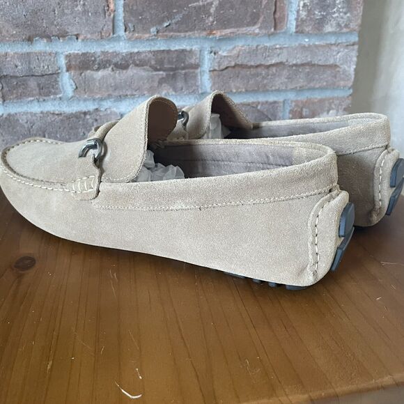 NEW Nordstrom Rack Men's Leather Driving Loafers Size 11.5M Tan Brazil Buckle - Picture 16 of 16